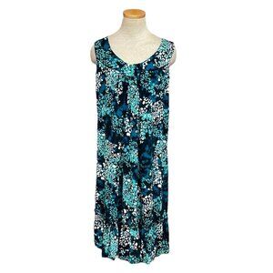 NIC & DOM Midi Dress Sleeveless Floral Blue Teal Size 3X